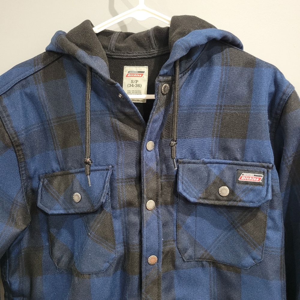 Dickies Flannel Jacket Small Plaid Fleece Lined Button Up Shirt Shacket